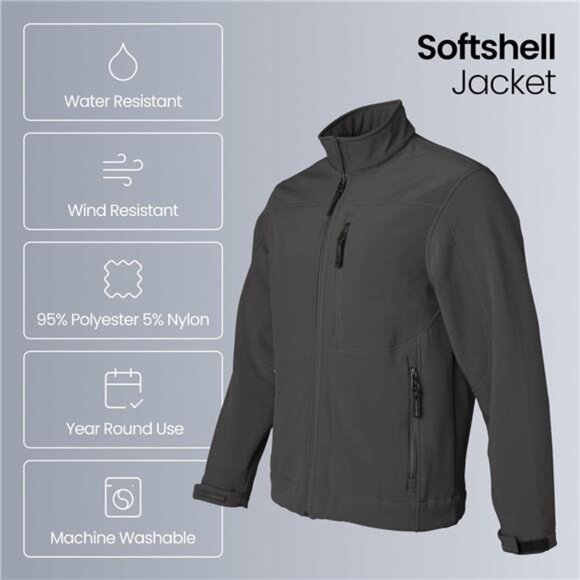 Weatherproof Men's Softshell Jacket – Wind & Water Resistant – Breathable - Picture 2 of 7
